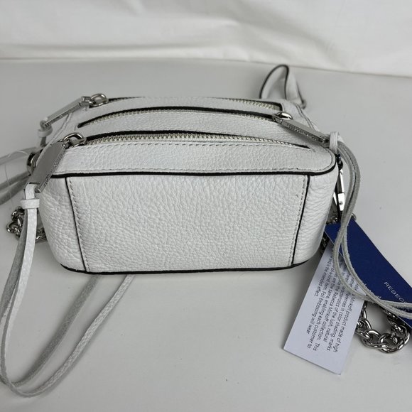 Rebecca Minkoff 4-Zip Moto White Leather Crossbody Bag HSP7EMOX66 - Picture 6 of 7
